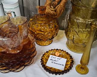 LOT OF AMBER GLASSWARE