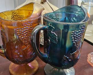 TWO CARNIVAL GLASS PITCHERS