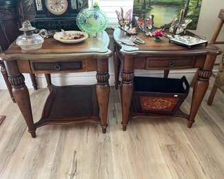 A pair of stylish end tables