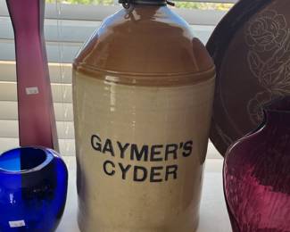 Antique Gaymer's Cyder stoneware crock w/ spigot