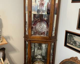 Two door corner curio cabinet