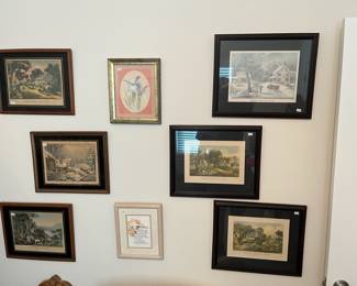 Six vintage Currier & Ives framed prints