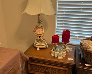 One of a pair of cute figural lamps