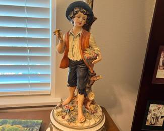 Figural lamp - little boy w/ basket