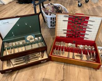 Flatware sets w/ cases: 1847 Rogers set and Community plate set.