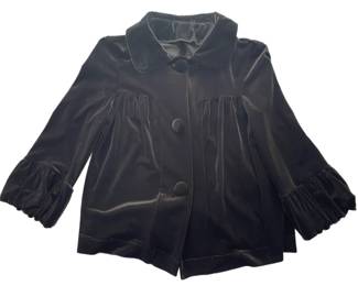 Black Velvet Custom Made Ruched Sleeve Swing Jacket$70