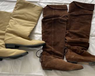 Beige All Weather and Brown Suede Boots