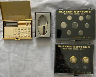 Calculator Gold Case, Dartmouth Blazer Buttons, Engraved Lock