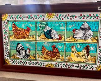 BEAUTIFUL STAINED GLASS CHICKEN ART