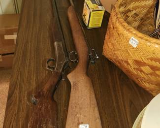 old 22 Remington rifle, old 12 ga Genuine Armory Steel shotgun