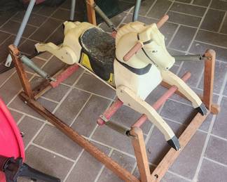 vintage wood rocking horse