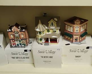 Snow Village buildings with original boxes