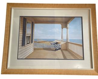 $125 Daniel Pollera Beach House Porch Lithograph            Dimensions: 44 x 33"H