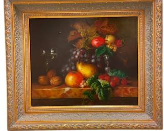 $500 - Riccardo Bianchi Still Life Painting on Canvas Signed & Framed ED41-4                                                                           Description: Riccardo Bianchi, known throughout Europe for his art created using the "Old Master Techniques", studied art in Florence and went on to teach painting and art restoration at universities in both Europe and the US.
Dimensions: 32 X 27 inches
Condition: This piece is in good pre owned condition. There may be minor superficial signs of wear to be expected with use and age. Please refer to photos for a more detailed look at condition. We make every attempt to list and photograph any defects or signs of wear that are significant to this sale.
Local Pick Up Bethesda, MD.  Contact us for shipper suggestions.