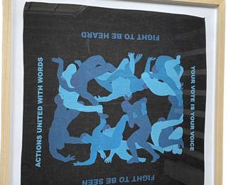 $200 - Xavier Schipani Exclusive Special Edition Scarf Framed Art HR177-4                                                                                Exclusive Renowned Artists Partner with eBay to Design Bandanas for Democracy; The Initiative Titled "Artists Band Together" Supports Grassroots "Get Out the Vote" Programs in the US.  100% of proceeds supported voter-registration organizations, Mijente, Rise and Woke Vote.  Framed

Dimensions: 25 x 25

Local pick up Bethesda, MD.  Contact us for shipper suggestions