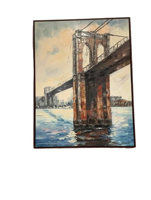 $150 - New York City Bridge Redolfo Original Painting ST100-69                                                                             
Dimensions: 22 x 17