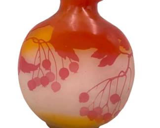 $620 - Large Art Nouveau Cameo Glass Moon Vase c1900 Emile Galle SK92a-28                                                              Description: A beautiful early 20th Century cameo glass vase acid cut and etched with leaves and bulbs against a rose background.  The rounded full moon body with a crescent moon opening  Fine detail.  Signed "Galle"

Condition: Excellent

Dimensions: 7x 3.5 x 9"H

Local pick up Bethesda, MD.  We will bring to our local UPS store for shipping.  Contact us for shipper suggestions.