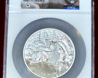 5 Ounces of Silver Panda Graded by NGC