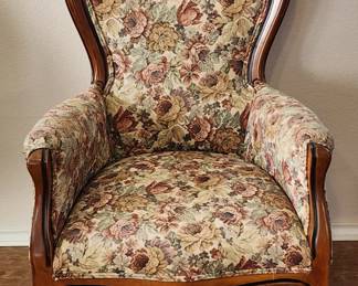 Antique Upholstered Floral Chair