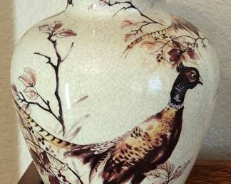 Pheasant Crackled Vase