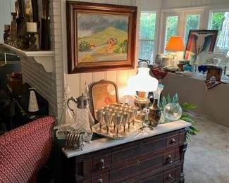 Marble top chest of drawers