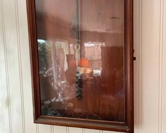 Antique Timber Auger framed in an antique hand made cabinet with wavy glass.  