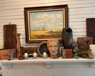 A closer look at the fireplace mantel