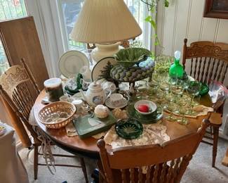 Round Dining Table  and four really nice old Oak Chairs priced separately.