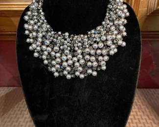 Pearl and crystal designer necklace