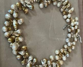 Designer pearl necklace just wonderful, sterling clasp