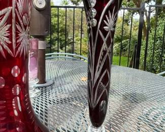 Ruby cut to clear Bud Vase