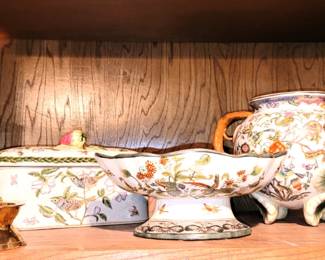 Porcelain vase bowl, box and biscuit jar set