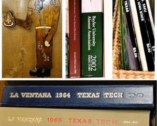 Aggie wood decor, 1960s yearbooks, Baylor books