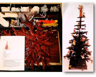 Wood Christmas "tree" with ornaments