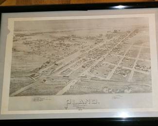 Antique/Retro Aerial Map of Plano Collin County