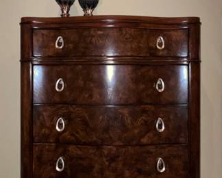 Chest of drawers with burlwood