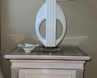 Night stand (pair) with vintage lamp (pair)