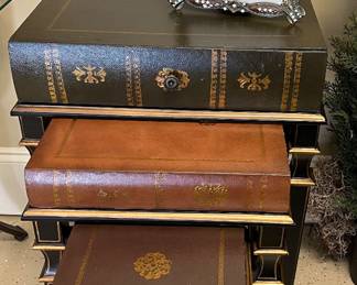 Book nesting tables (trio); enameled frame