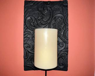 Metal wall sconce with candle (pair)