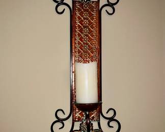 Metal wall sconce with candle (pair)