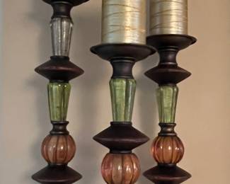 Trio of candle holders and candles