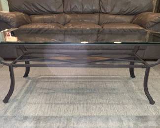 Side view of glass top coffee table