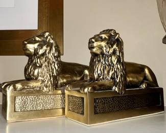 Brass lion bookends