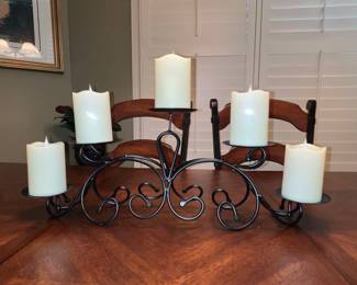 Iron centerpiece candelabra with battery run candles