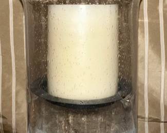 Bubble glass vase with candle