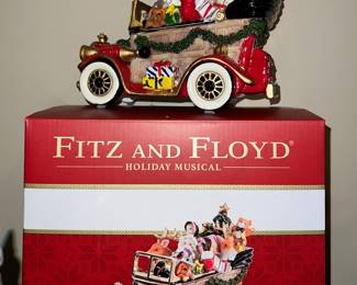 Fitz & Floyd musical Santa's Christmas car