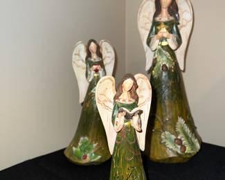 Carved wood angels