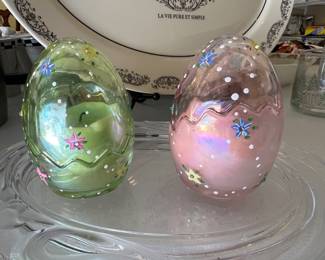 Glass egg candle holders
