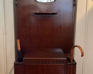 **PRE-SALE**                                                                             
 Wooden Hall Stand, C. 1920's                                                    
 69" Tall, 28" Long, 11" Wide