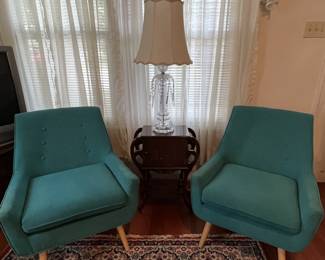 Two Linon Reid Blue Accent Chair                                 30.75"D x 27.5"W x 32.25"H